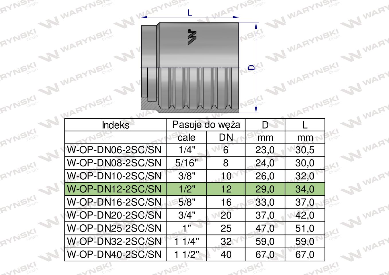 Tuleja (oprawka) DN 13 2SN 2SC PREMIUM Waryński ( sprzedawane po 50 )