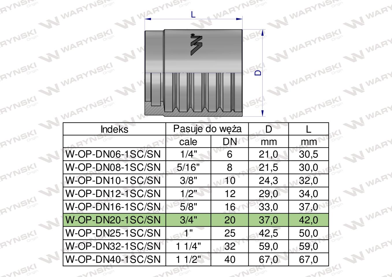 Tuleja (oprawka) DN 20 1SN 1SC PREMIUM Waryński ( sprzedawane po 25 )