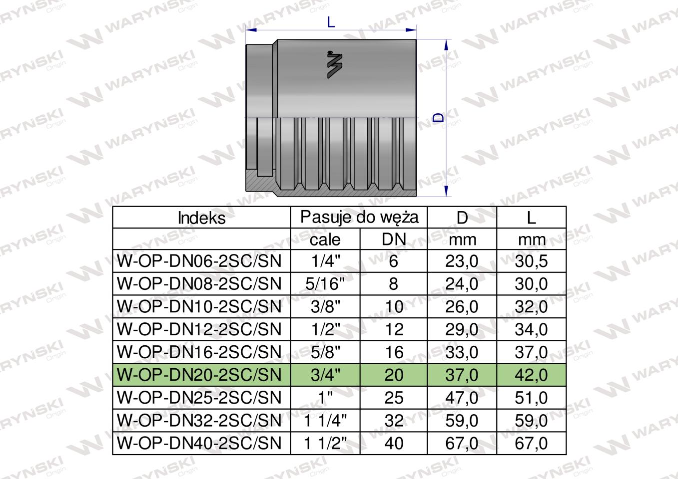 Tuleja (oprawka) DN 20 2SN 2SC PREMIUM Waryński ( sprzedawane po 25 )