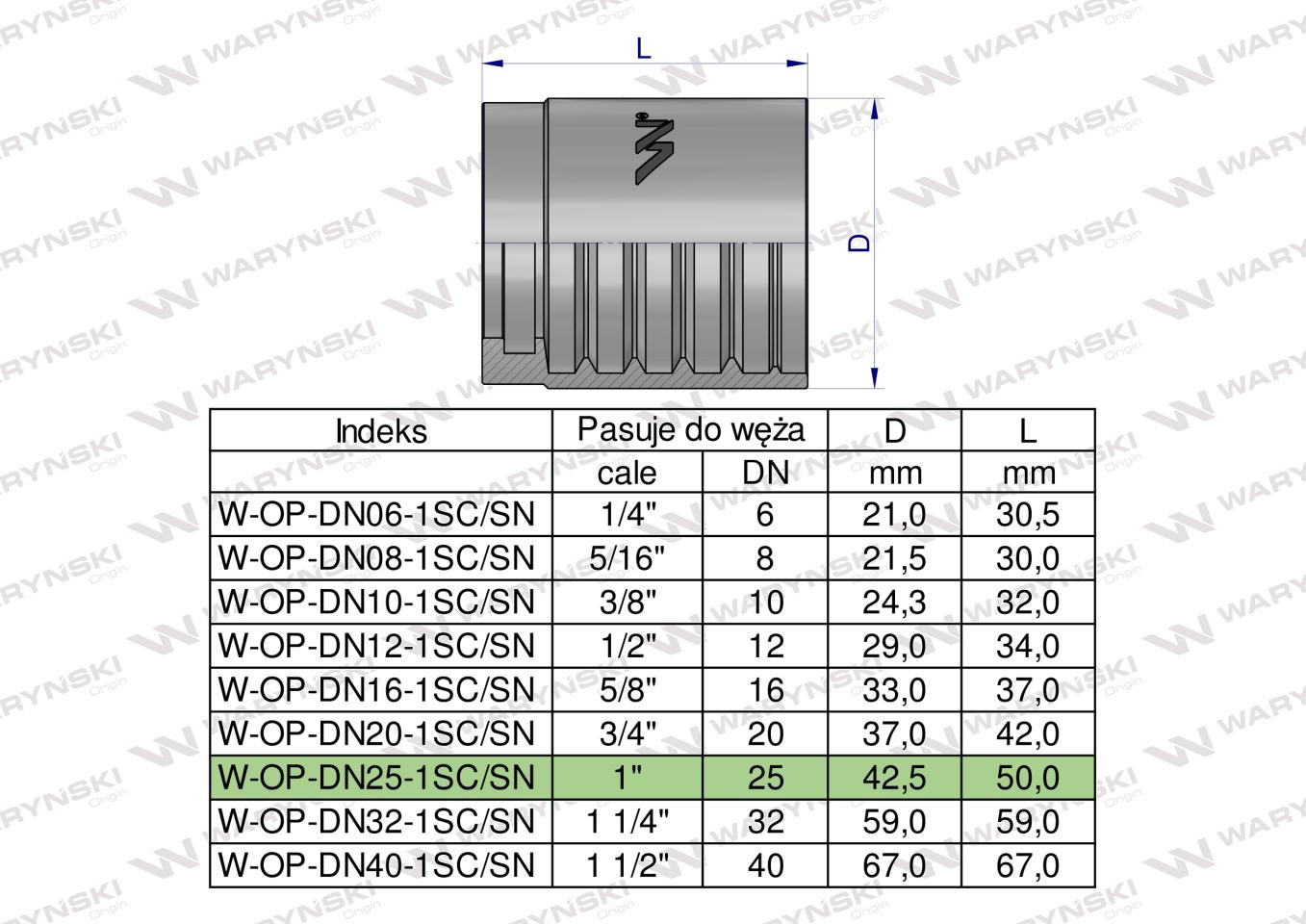 Tuleja (oprawka) DN 25 1SN 1SC PREMIUM Waryński ( sprzedawane po 10 )