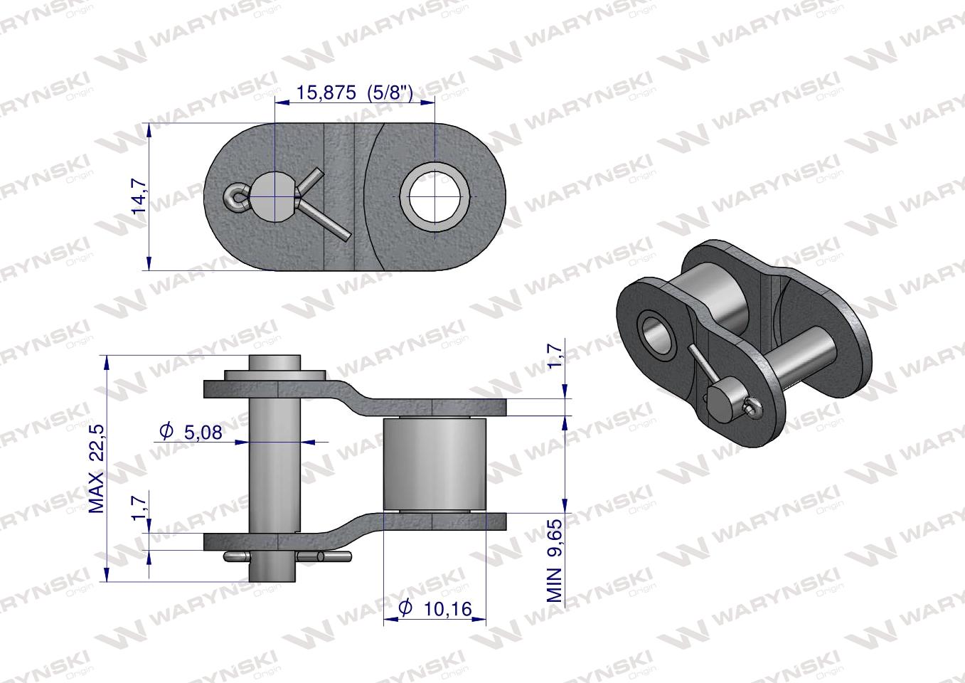 Półogniwo łańcucha 10B-1 (R1 5/8) Waryński ( sprzedawane po 10 )