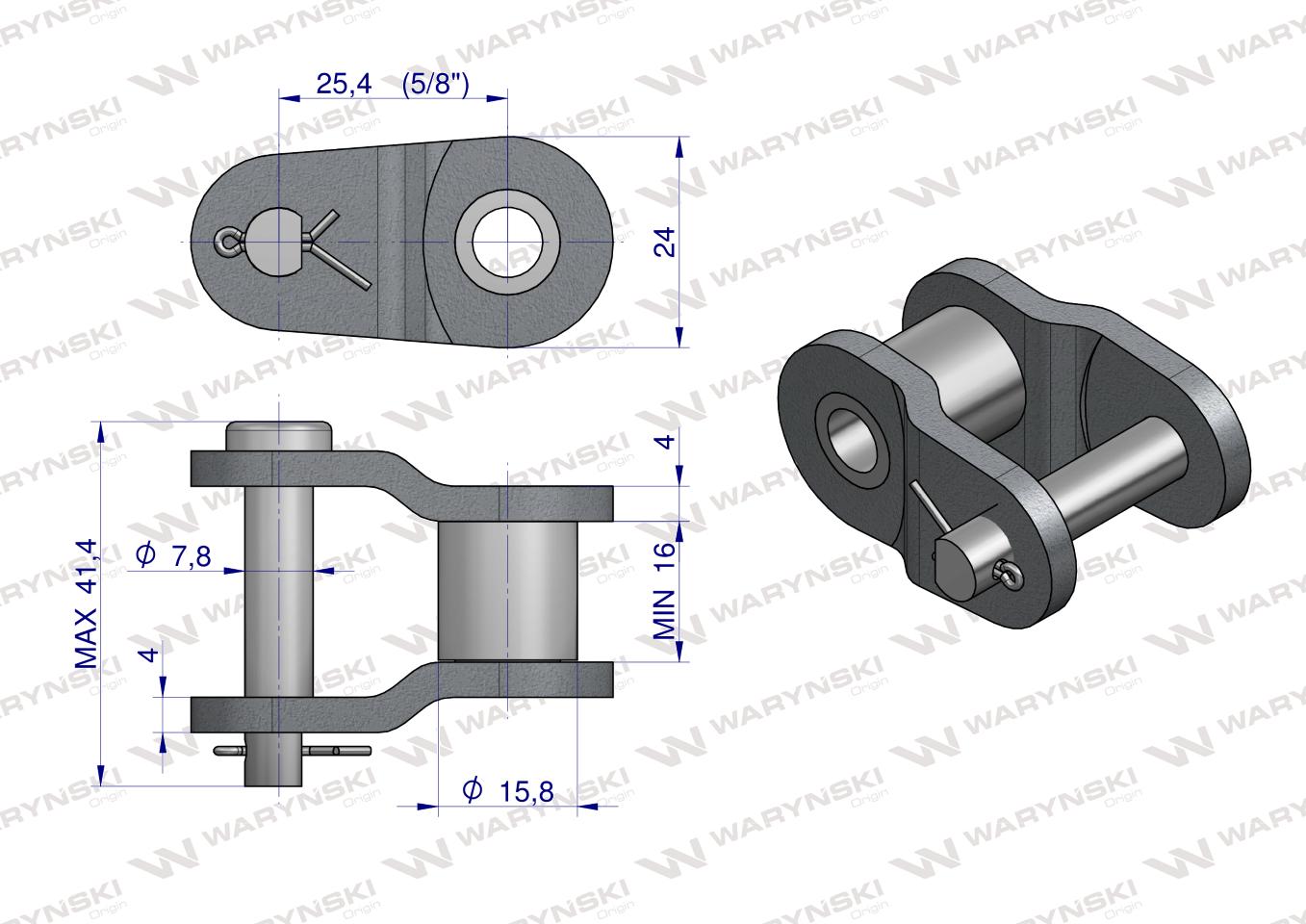 Półogniwo łańcucha przemysłowe P16AH-1 ANSI A 80H (R1 1) Waryński ( sprzedawane po 10 )