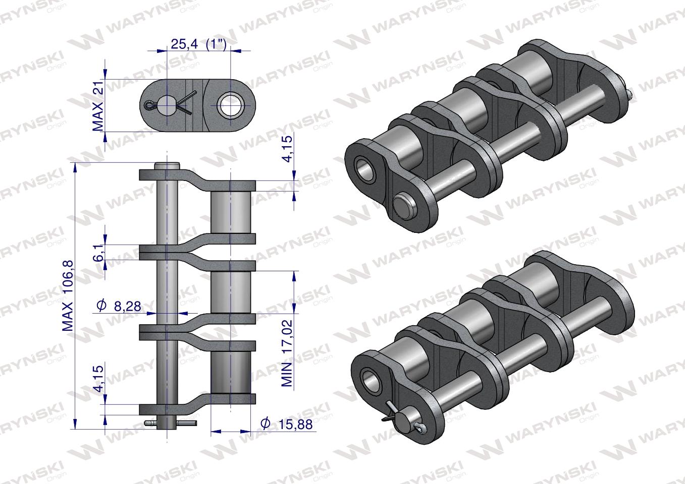 Półogniwo łańcucha P16B-3 (R3 1) Waryński ( sprzedawane po 5 )