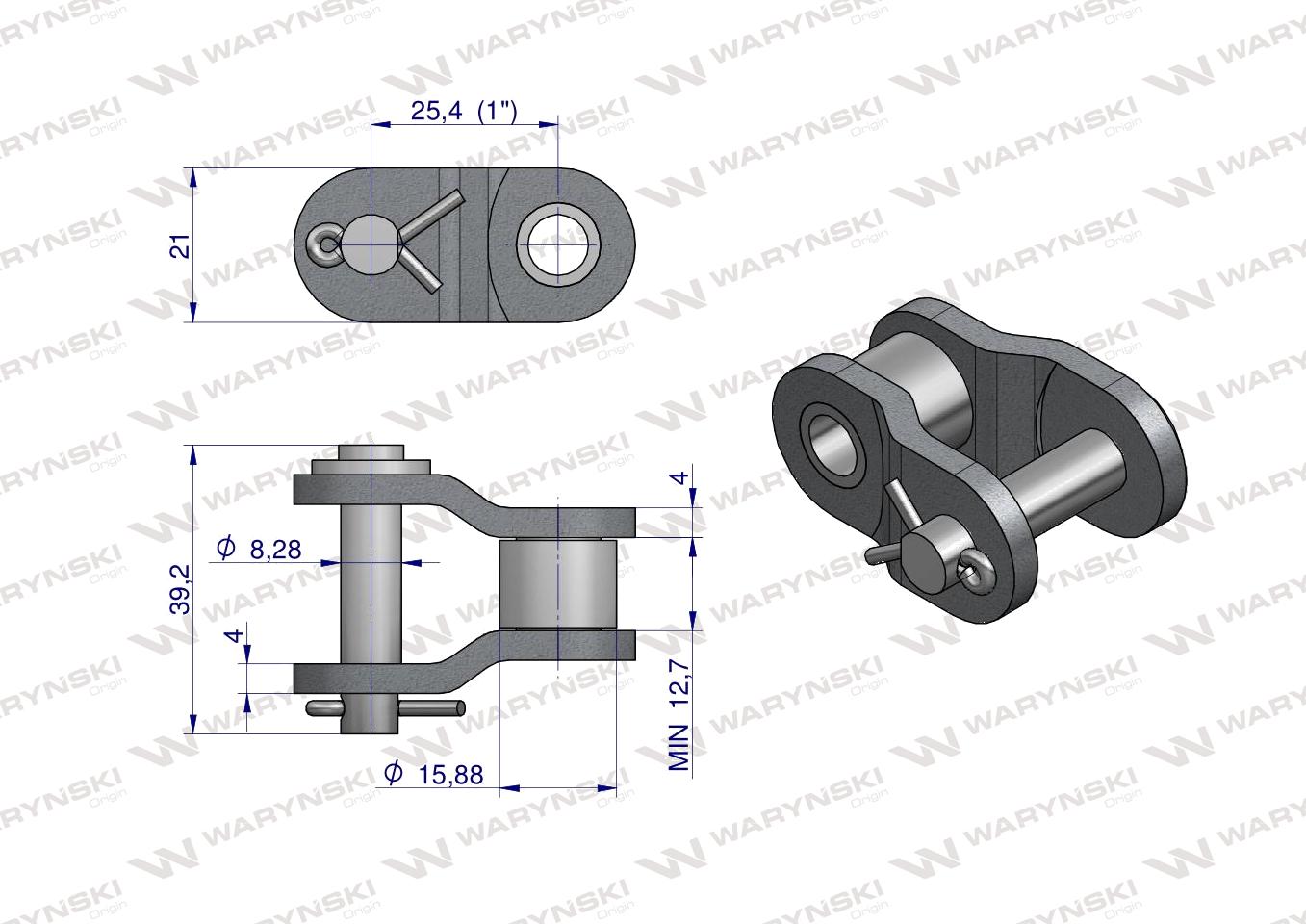 Półogniwo łańcucha 16BX-1 (R1 1) Waryński ( sprzedawane po 10 )