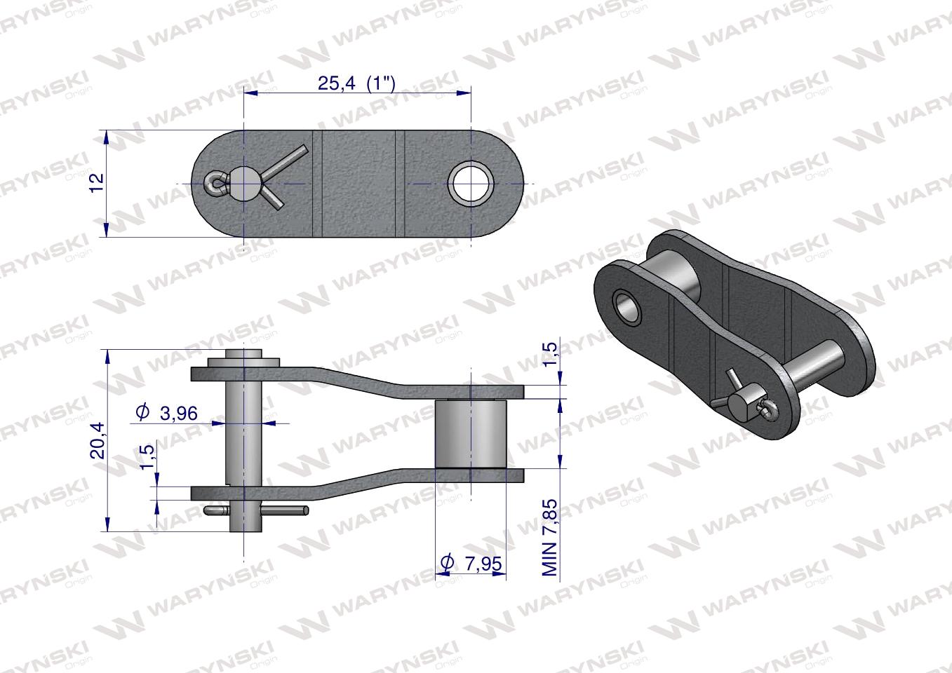 Półogniwo łańcucha 2040 208A (R1 1) Waryński ( sprzedawane po 5 )