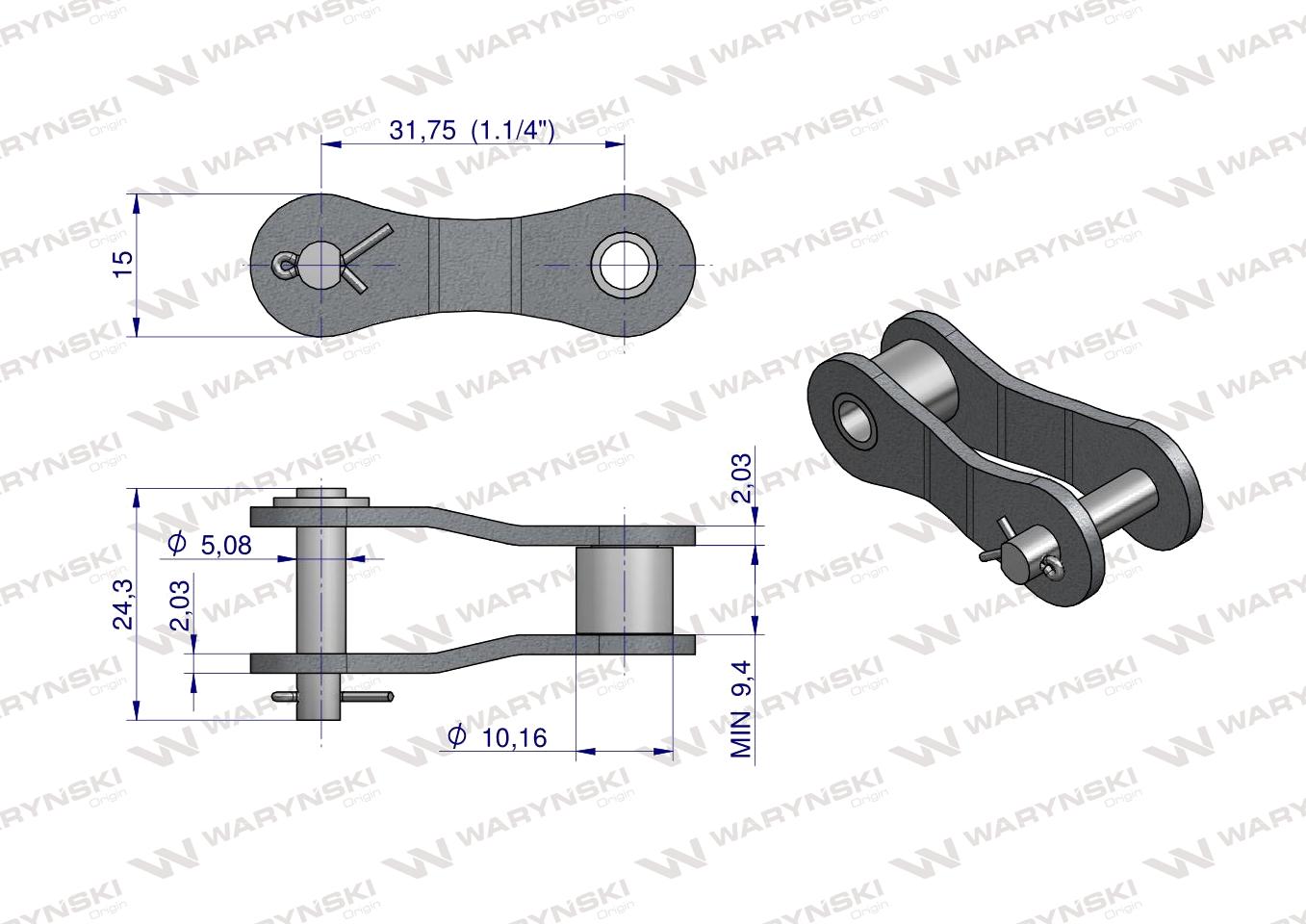 Półogniwo łańcucha 2050 210A (R1 1.1/4) Waryński ( sprzedawane po 5 )