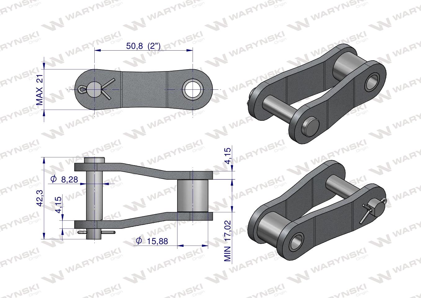 Półogniwo łańcucha P216B (R1 2) Waryński ( sprzedawane po 5 )