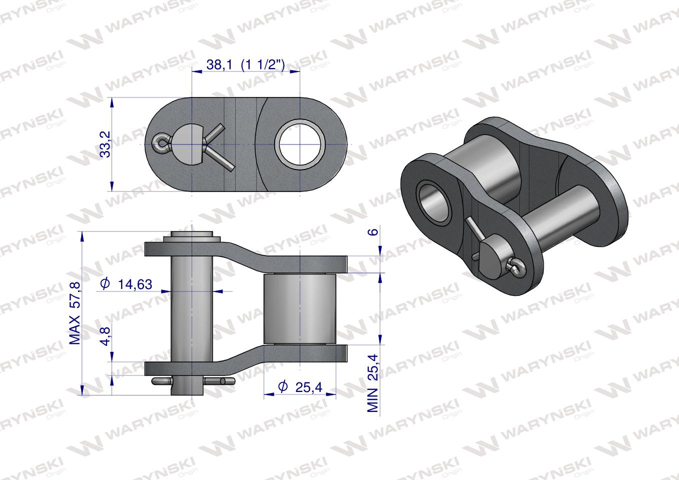 Półogniwo łańcucha P24B1 (R1 1.1/2) Waryński ( sprzedawane po 2 )