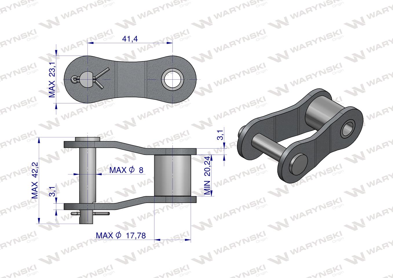 Półogniwo łańcucha ZA557 Waryński ( sprzedawane po 5 )