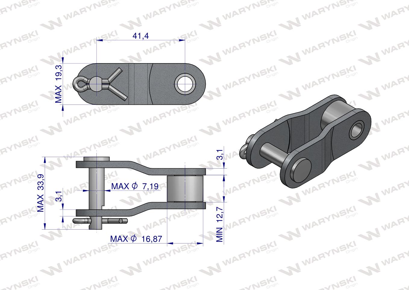 Półogniwo łańcucha CA555 Waryński ( sprzedawane po 5 )