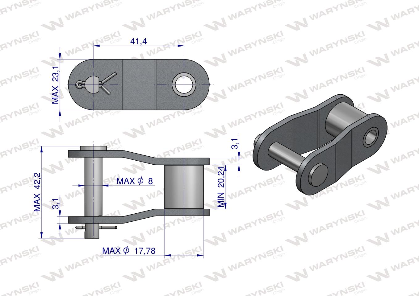 Półogniwo łańcucha CA557 Waryński ( sprzedawane po 5 )