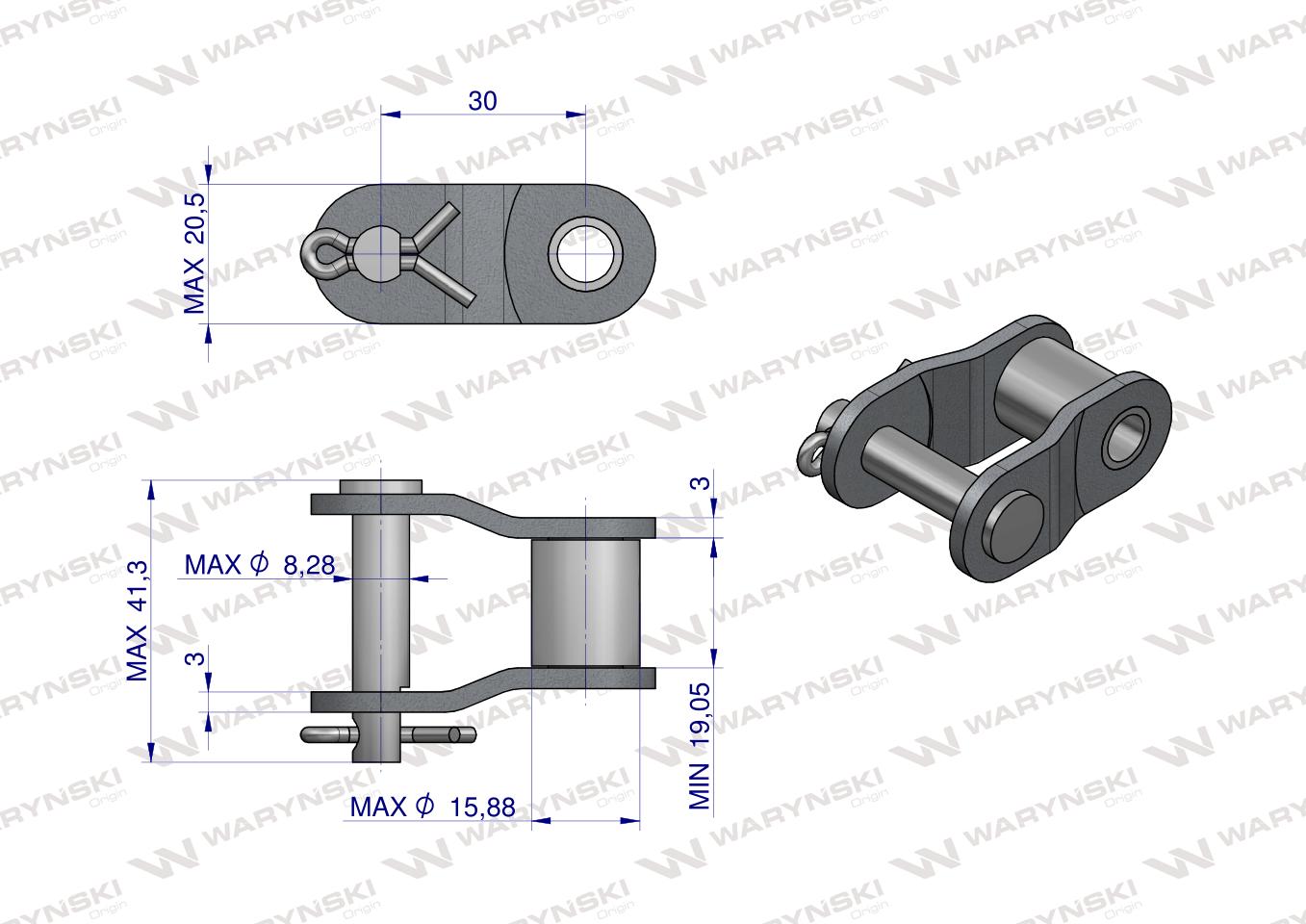 Półogniwo łańcucha CA627 Waryński ( sprzedawane po 5 )