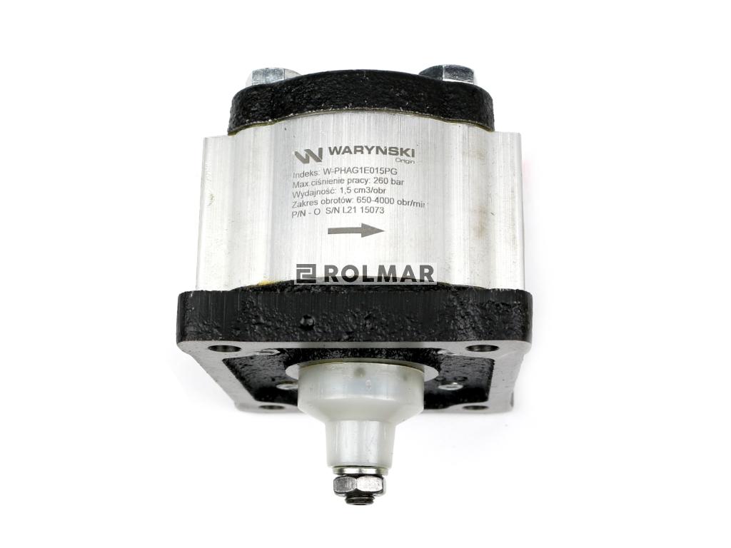 Pompa hydrauliczna zębata 1.5cm3 (grupa 1 - typ europejski) wałek 1:8 przyłącza obustronnie gwinty wewnętrzne 3/8 (obroty prawe) max.260 bar Waryński