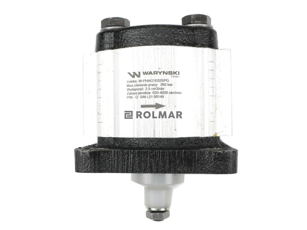 Pompa hydrauliczna zębata 2.5cm3 (grupa 1 - typ europejski) wałek 1:8 przyłącza obustronnie gwinty wewnętrzne 3/8 (obroty prawe) max.260 bar Waryński