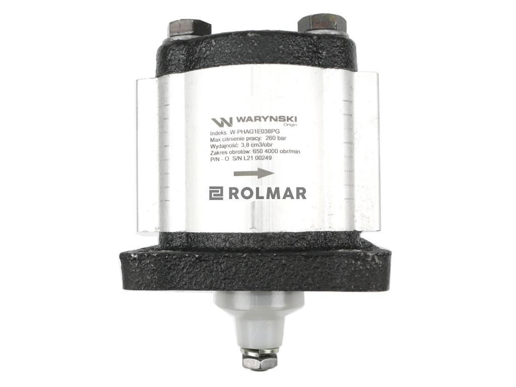 Pompa hydrauliczna zębata 3.8cm3 (grupa 1 - typ europejski) wałek 1:8 przyłącza obustronnie gwinty wewnętrzne 3/8 (obroty prawe) max.260 bar Waryński