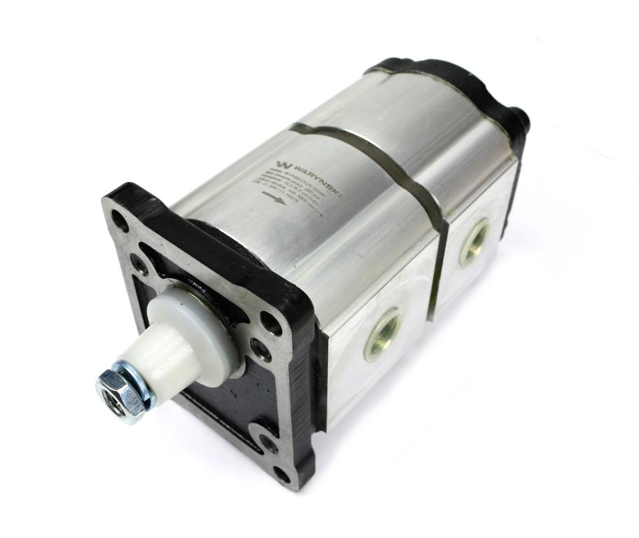 Pompa hydrauliczna zębata podwójna 16+8 cm3 (grupa 2+2 - typ europejski) wałek 1:8 przyłącza gwintowane (obroty prawe) max.260 bar Waryński