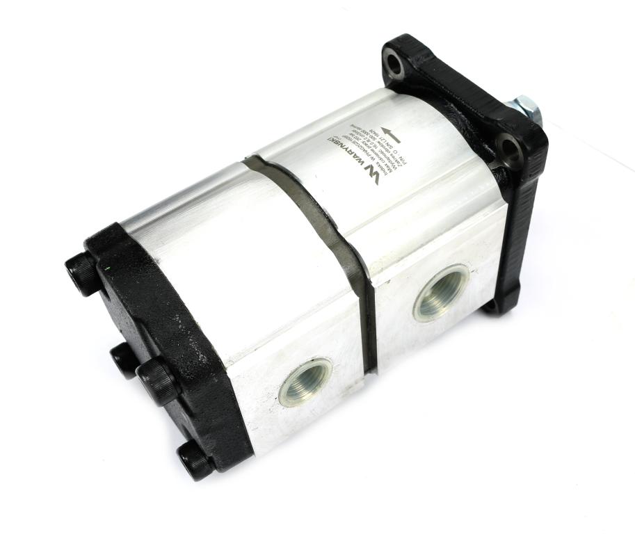 Pompa hydrauliczna zębata podwójna 16+8 cm3 (grupa 2+2 - typ europejski) wałek 1:8 przyłącza gwintowane (obroty prawe) max.260 bar Waryński