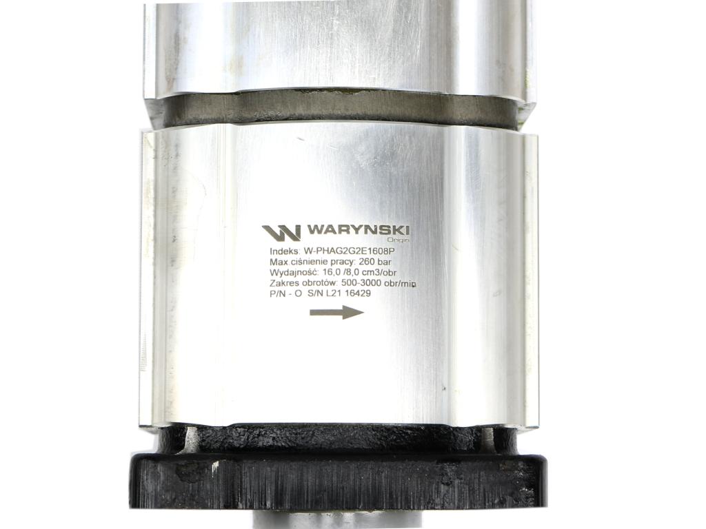 Pompa hydrauliczna zębata podwójna 16+8 cm3 (grupa 2+2 - typ europejski) wałek 1:8 przyłącza gwintowane (obroty prawe) max.260 bar Waryński