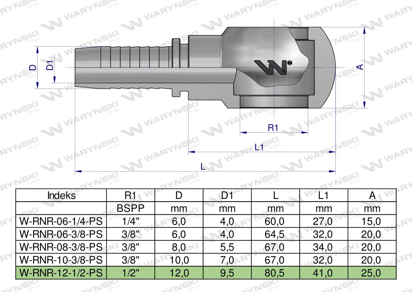 Zakucie hydrauliczne oczkowe RNR DN13 1/2" PREMIUM Waryński ( sprzedawane po 10 )