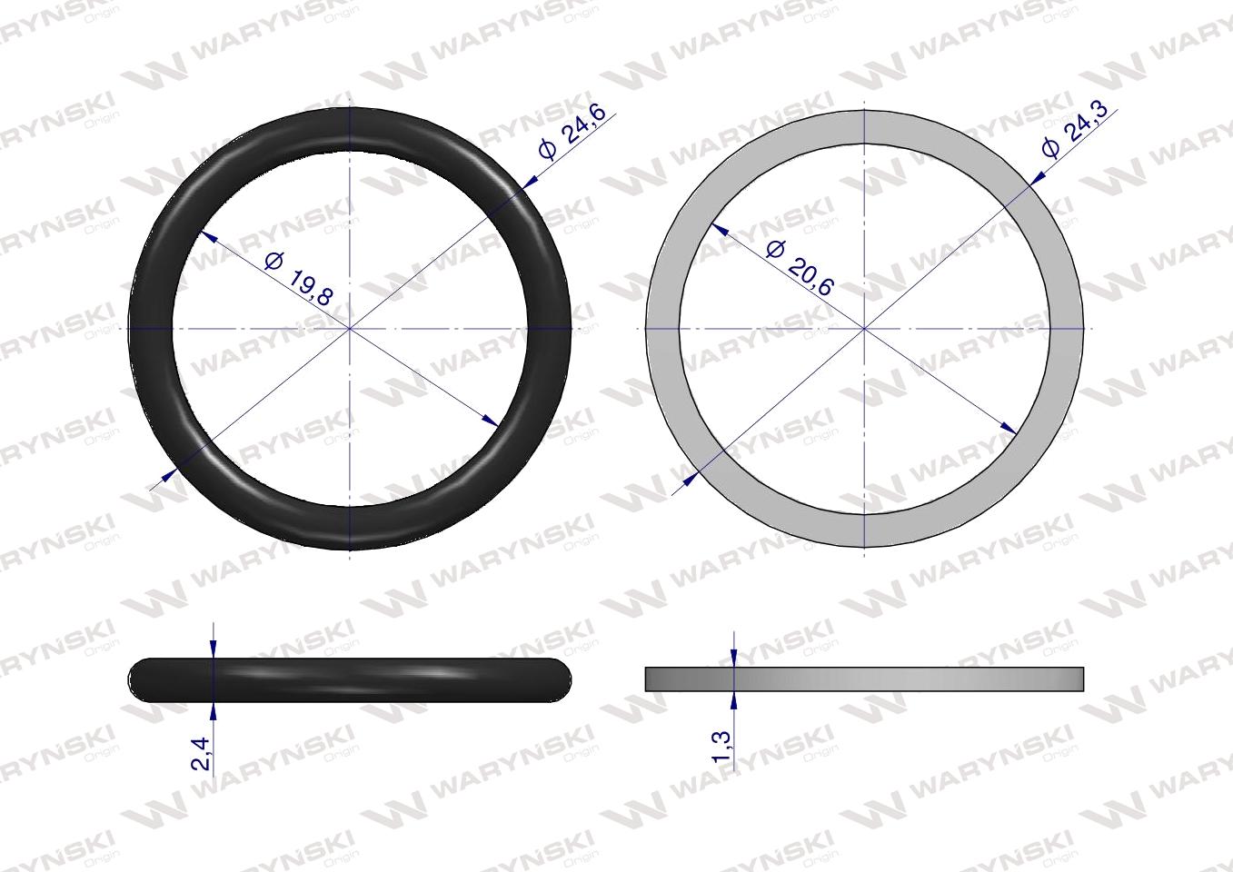 Zestaw uszczelnień do szybkozłączy hydraulicznych 1/2" ISO 7241-A (seria EURO) Waryński ( sprzedawane po 5 )