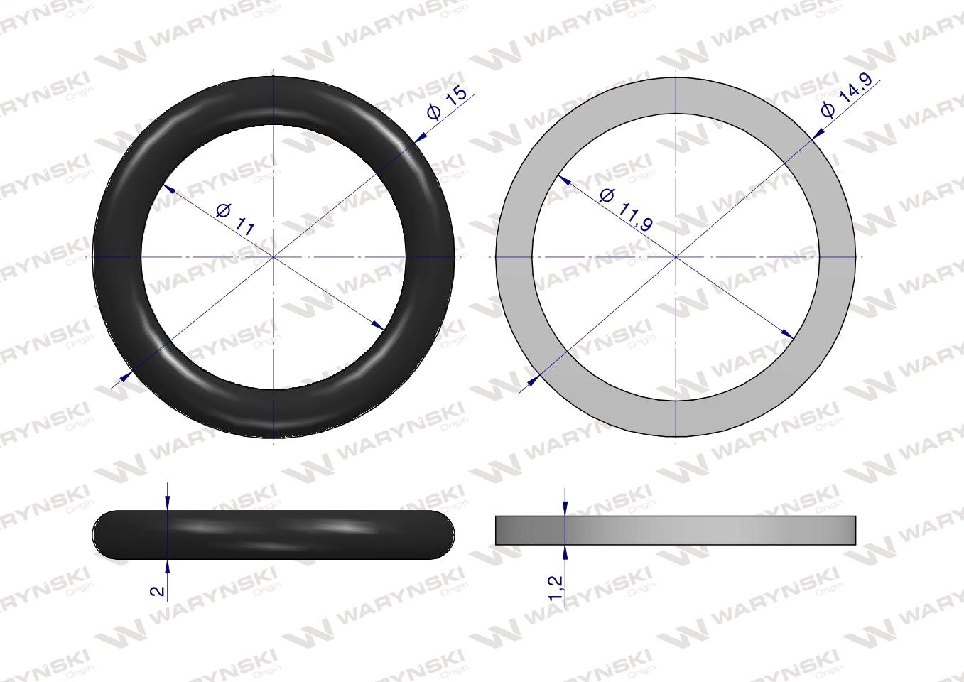 Zestaw uszczelnień do szybkozłączy hydraulicznych 1/4" ISO 7241-A Waryński ( sprzedawane po 2 )