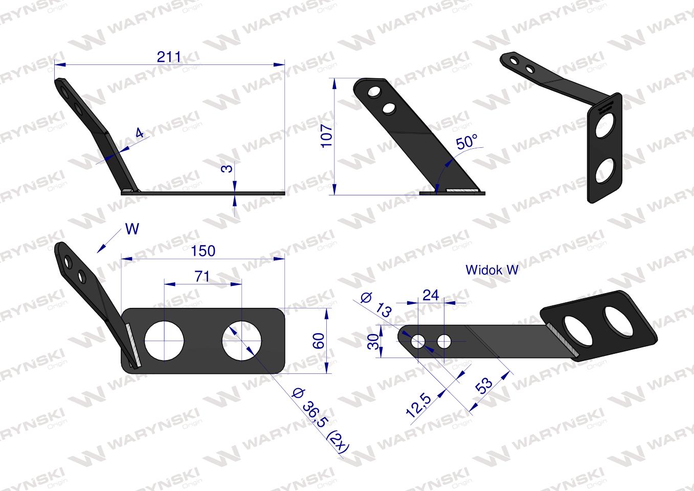 Wspornik gniazd szybkozłączy hydraulicznych w ciągniku Ursus C-330 Waryński