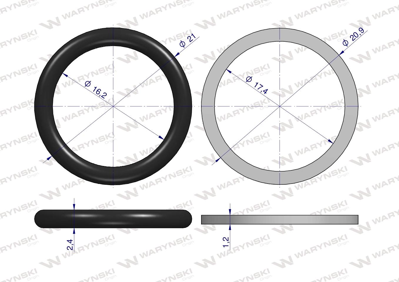 Zestaw uszczelnień do szybkozłączy hydraulicznych 3/8" ISO 7241-A Waryński ( sprzedawane po 2 )