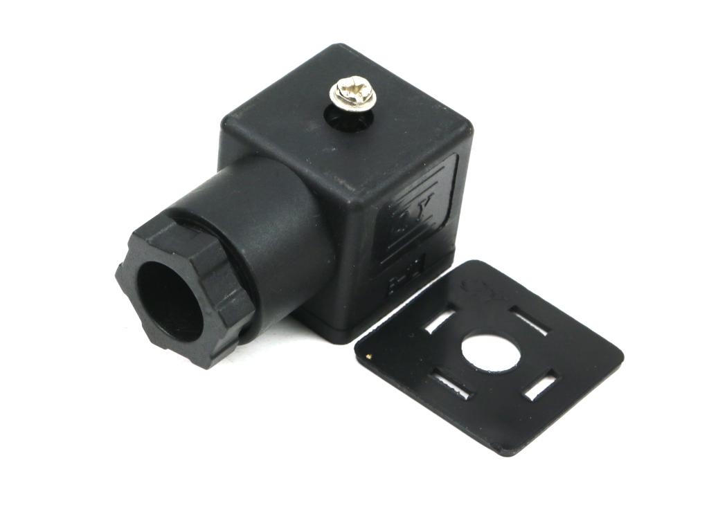 Wtyczka elektryczna (czarna) 12V 24V (SP666) do zasilania cewek elektromagnetycznych z uszczelką Waryński