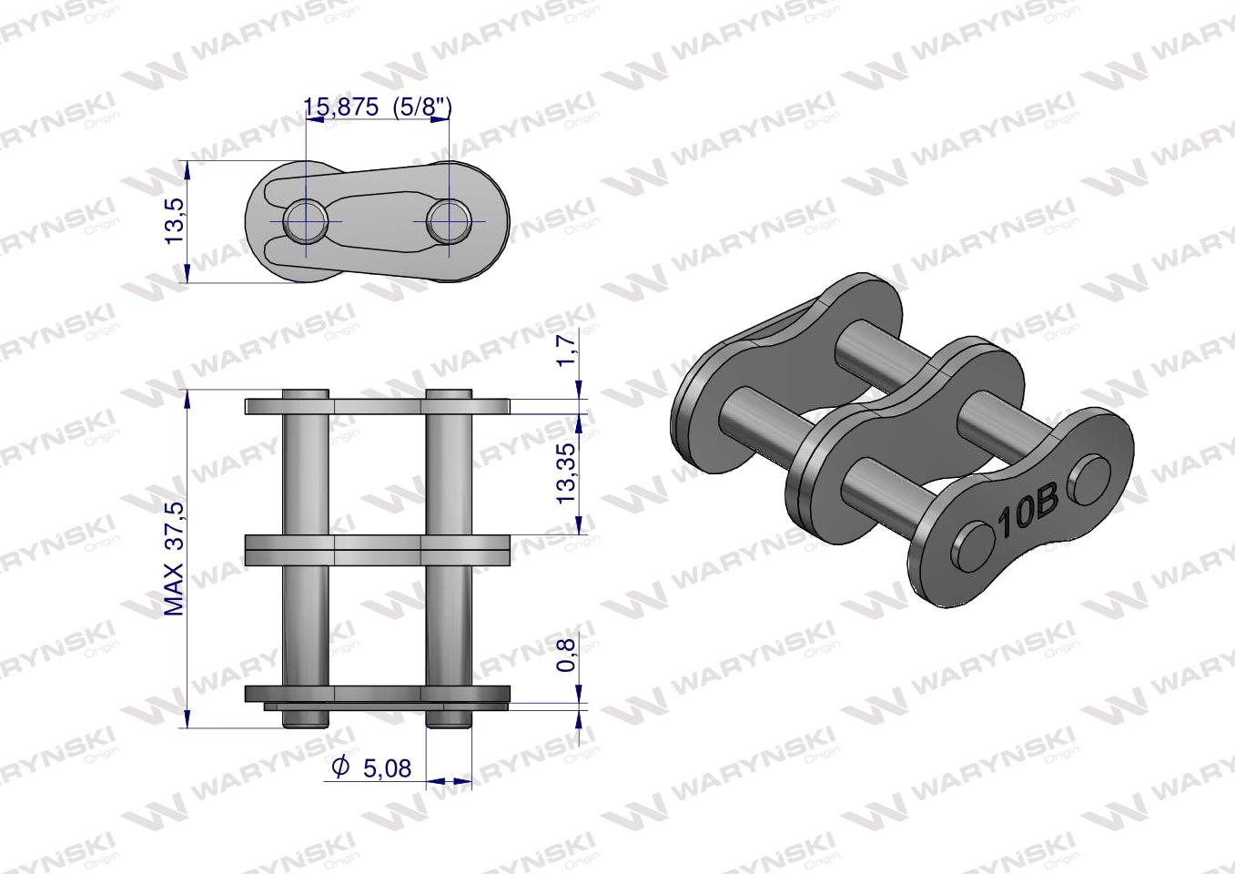 Zamek łańcucha 10B-2 (R2 5/8) Waryński ( sprzedawane po 10 )