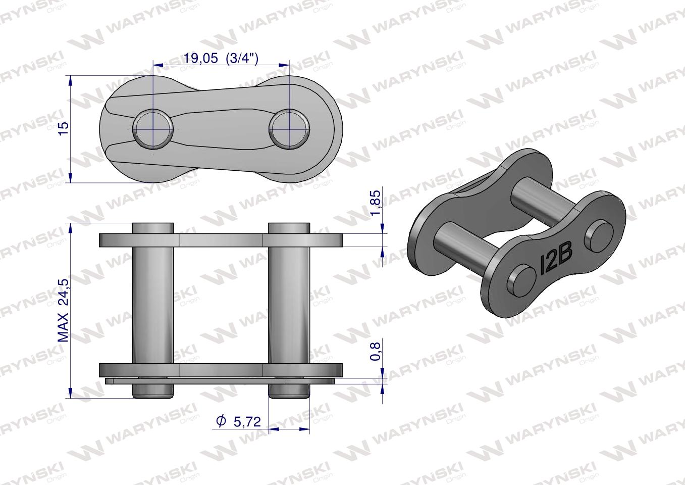 Zamek łańcucha 12B-1 (R1 3/4) Waryński ( sprzedawane po 10 )