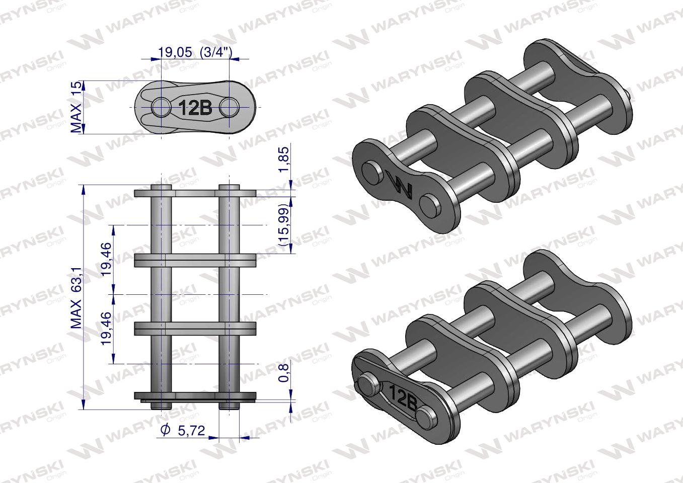 Zamek łańcucha Z12B-3 (R3 3/4) Waryński ( sprzedawane po 5 )