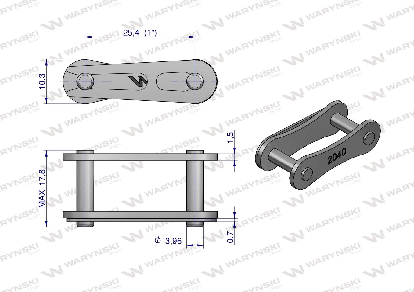 Zamek łańcucha 2040 208A (R1 1) Waryński ( sprzedawane po 5 )