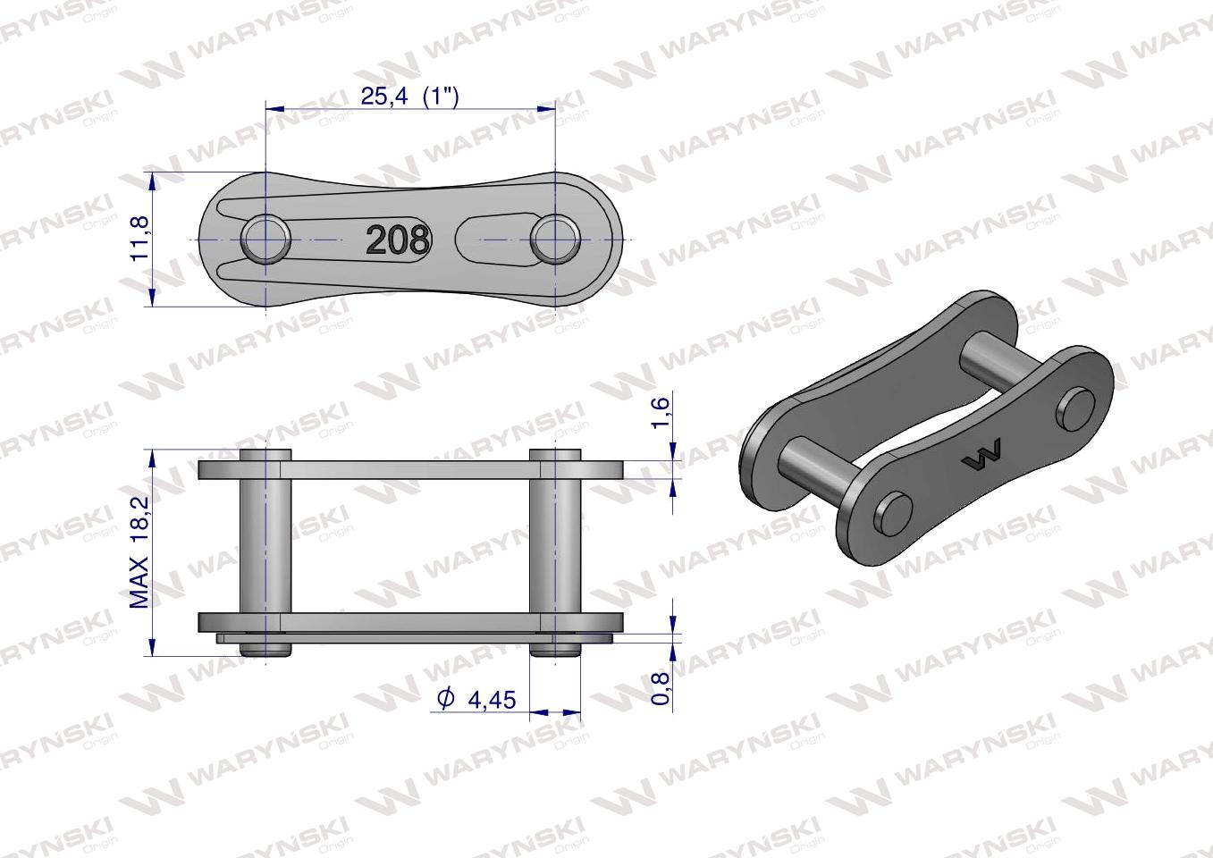Zamek łańcucha 208B (R1 1) Waryński ( sprzedawane po 5 )