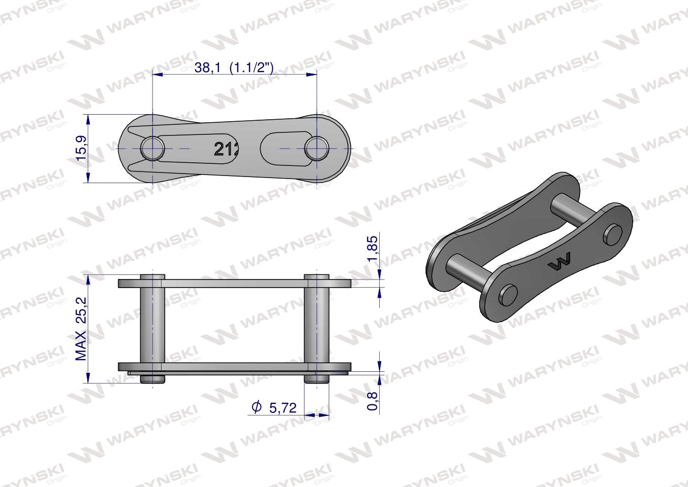 Zamek łańcucha 212B (R1 1.1/2) Waryński ( sprzedawane po 5 )