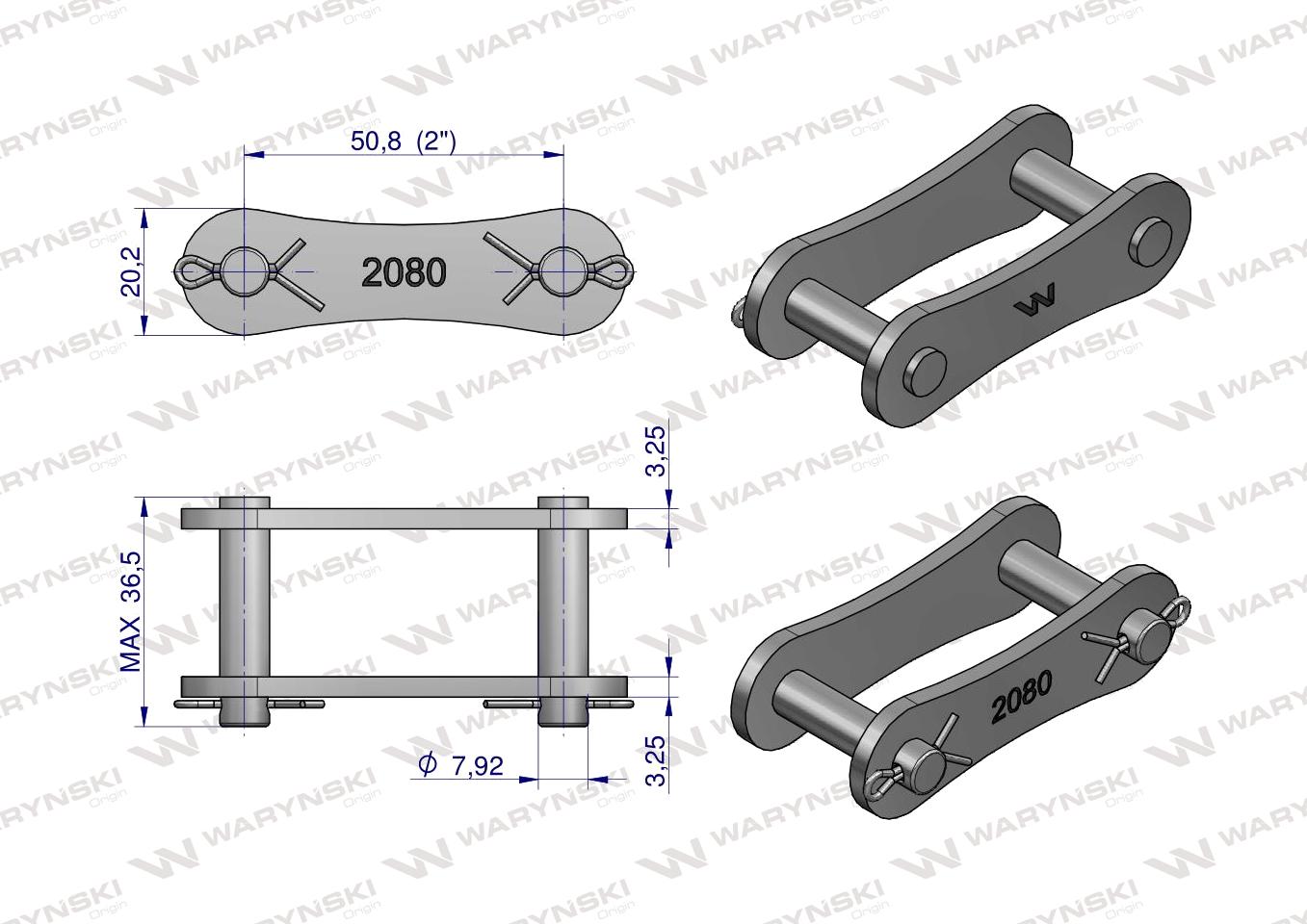 Zamek łańcucha Z216A 2080 (R1 2) Waryński ( sprzedawane po 5 )