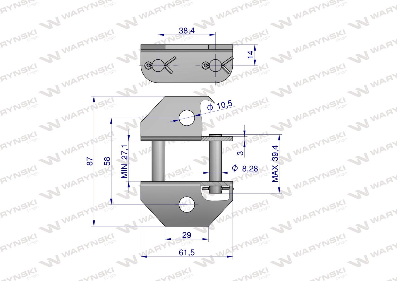 Zamek łańcucha z przyłączem obustronnym 38.4VBK1 Waryński ( sprzedawane po 5 )