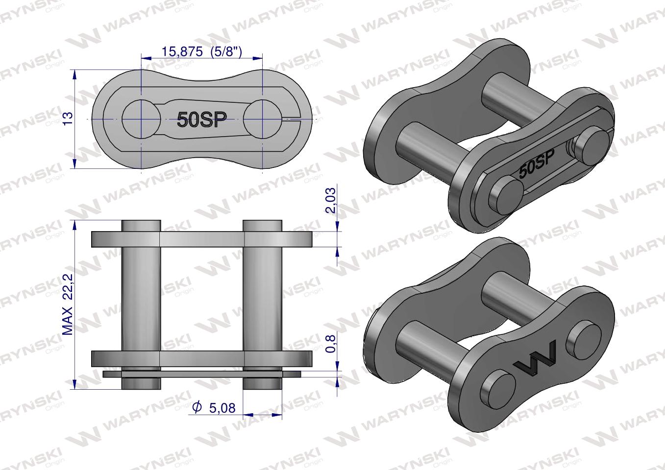 Zamek łańcucha Z50SP (R1 5/8) Waryński ( sprzedawane po 5 )