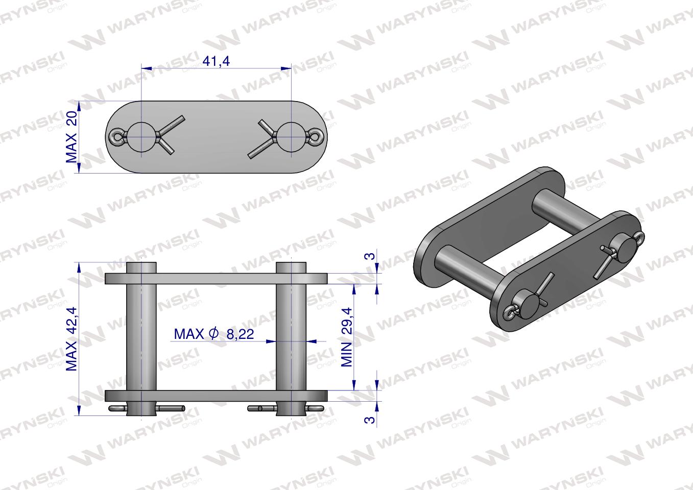 Zamek łańcucha 55VD Waryński ( sprzedawane po 5 )