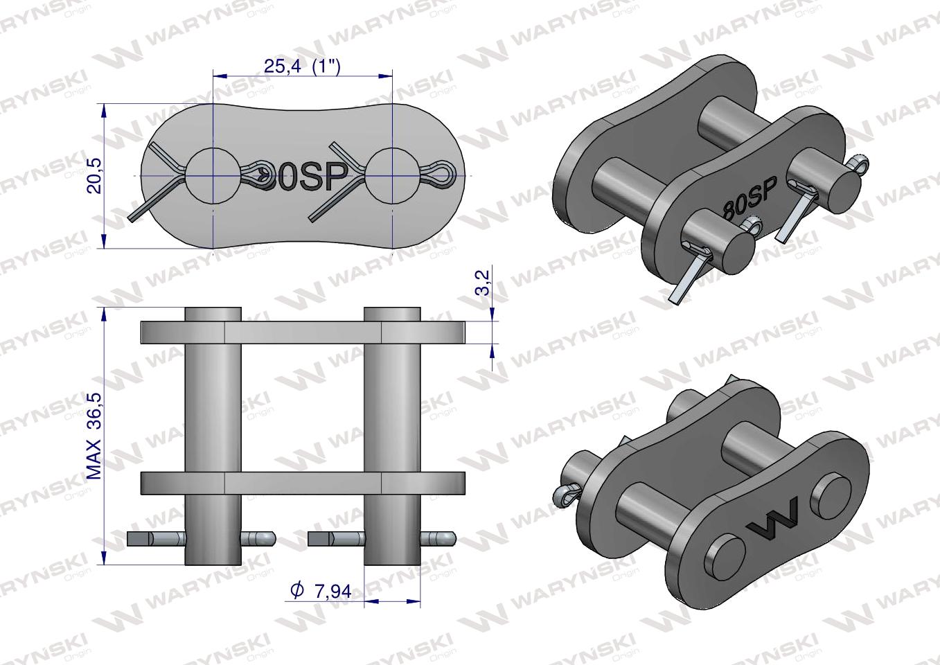 Zamek łańcucha Z80SP (R1 1) Waryński ( sprzedawane po 5 )