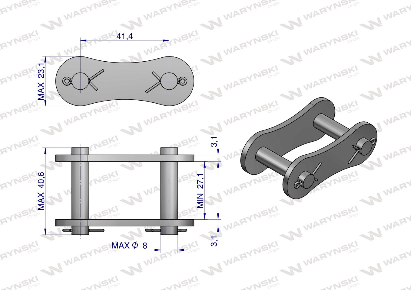 Zamek łańcucha ZA557 Waryński ( sprzedawane po 5 )