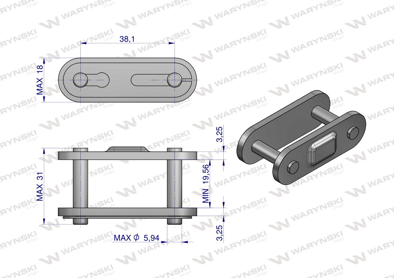 Zamek łańcucha CA2060H Waryński ( sprzedawane po 5 )