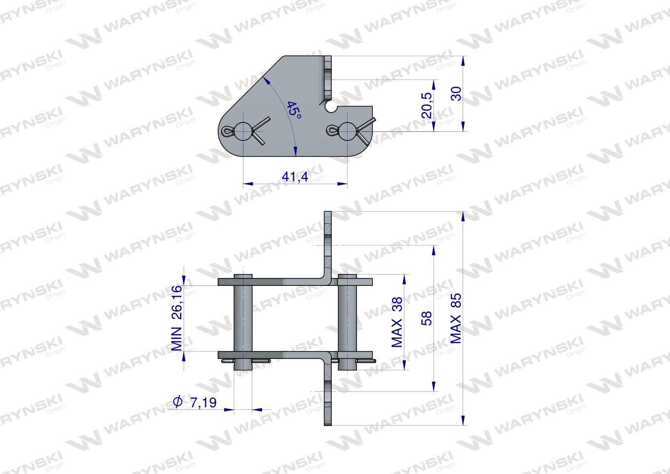 Zamek łańcucha z przyłączem obustronnym CA550F1/SD Waryński ( sprzedawane po 5 )