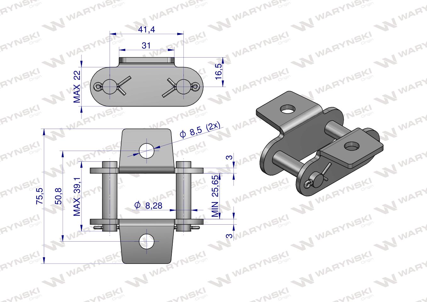 Zamek łańcucha z przyłączem obustronnym CA550VDK Waryński ( sprzedawane po 5 )