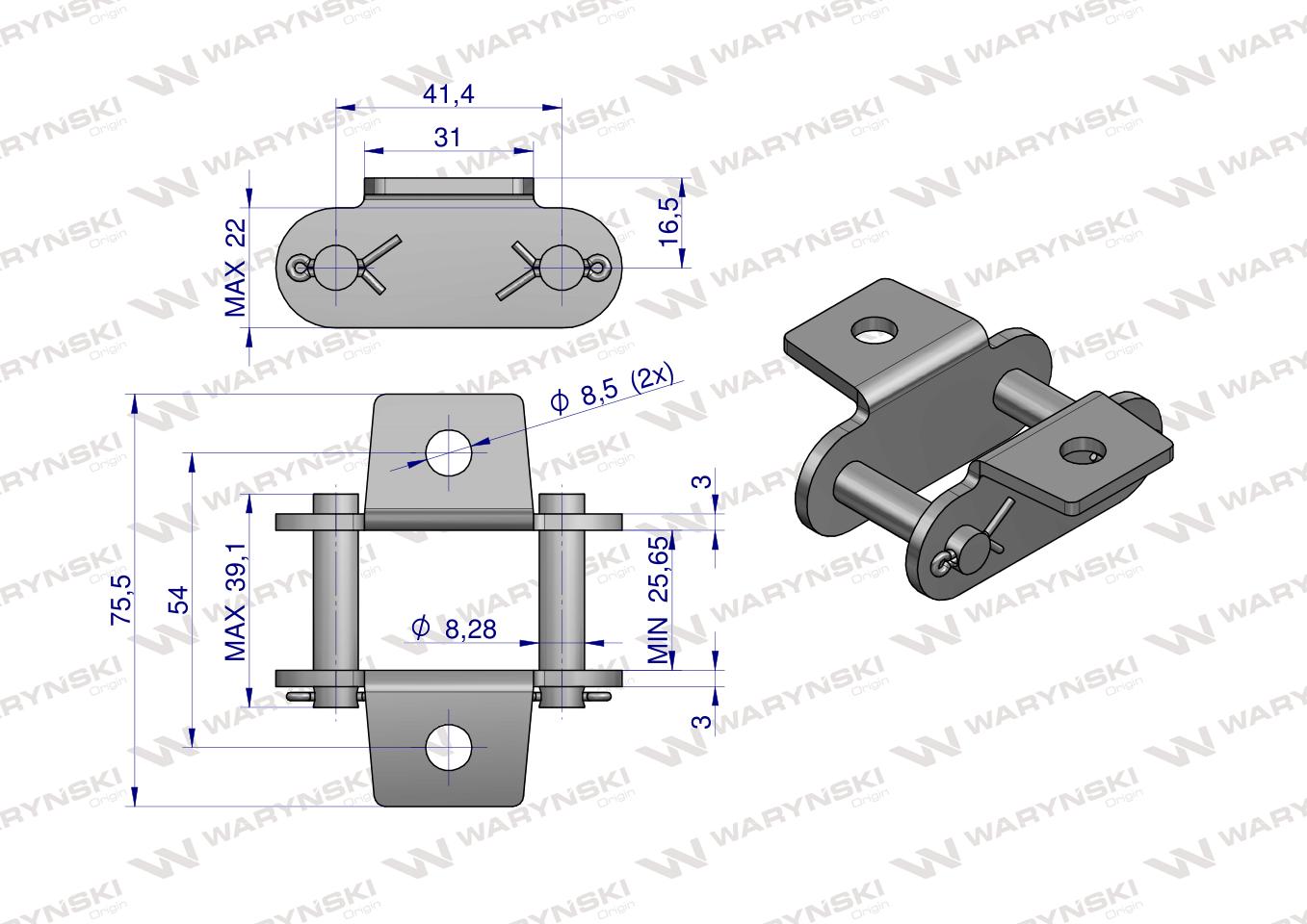 Zamek łańcucha z przyłączem obustronnym CA550VK1 Waryński ( sprzedawane po 5 )