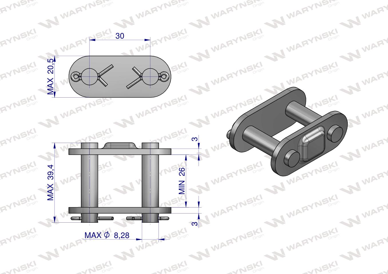 Zamek łańcucha CA627 Waryński( sprzedawane po 5 )