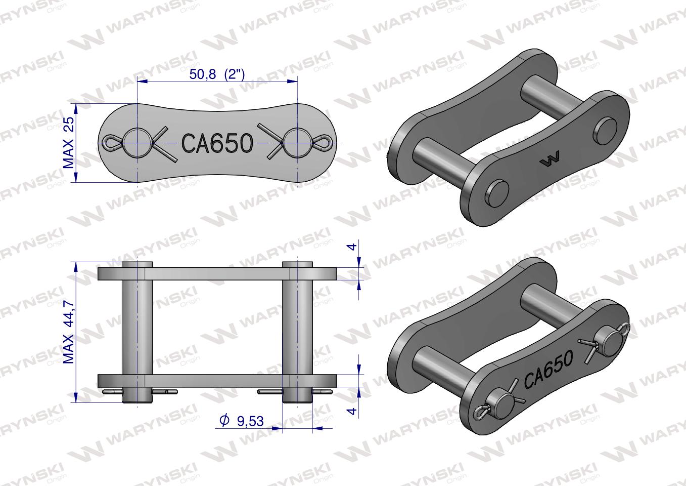 Zamek (spinka) łańcucha CA650-1 zastosowanie Prasa Zwijka Sipma Waryński 22530500 ( sprzedawane po 5 )