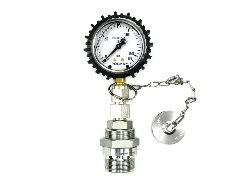 Zestaw pomiarowy ciśnienia hydrauliki z manometrem 160 bar gniazdo skręcane Waryński