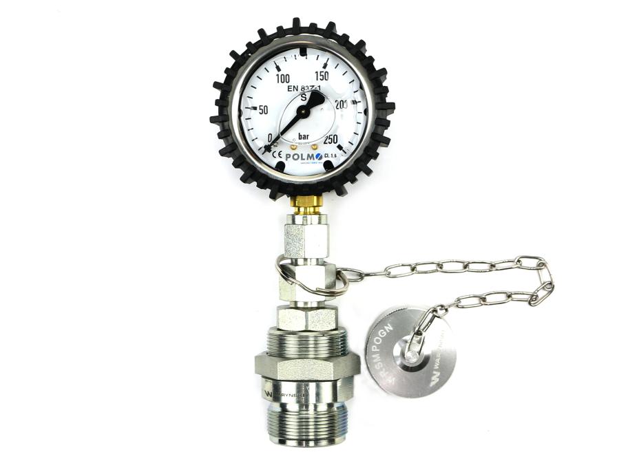 Zestaw pomiarowy ciśnienia hydrauliki z manometrem 250 bar gniazdo skręcane Waryński