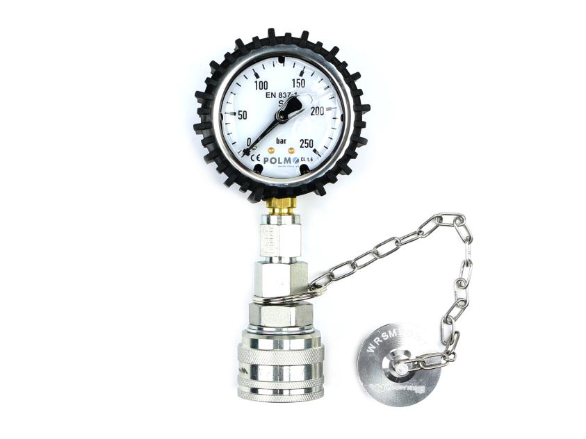 Zestaw pomiarowy ciśnienia hydrauliki z manometrem 250 bar wtyczka skręcana Waryński