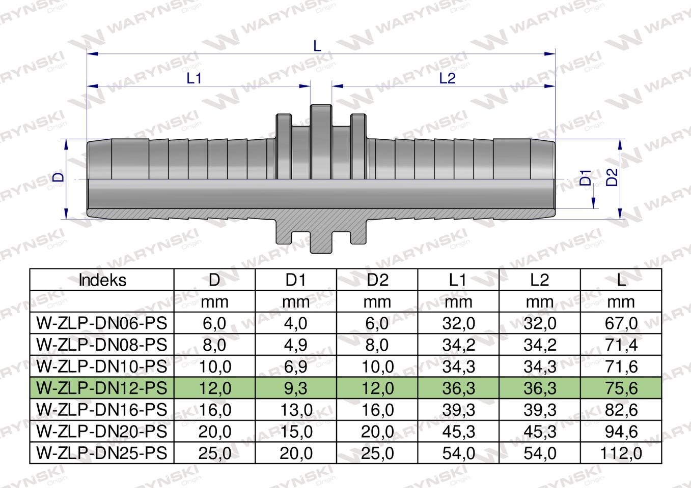 Zakucie hydrauliczne Łącznik węży DN13 PREMIUM Waryński ( sprzedawane po 10 )